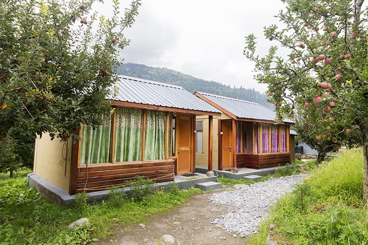Camping in Manali - Huts at our Manali campsite